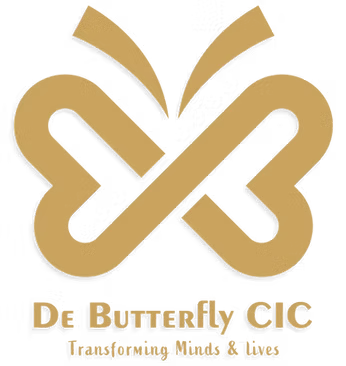 De Butterfly CIC Logo - Gold - isolated with drop shadow
